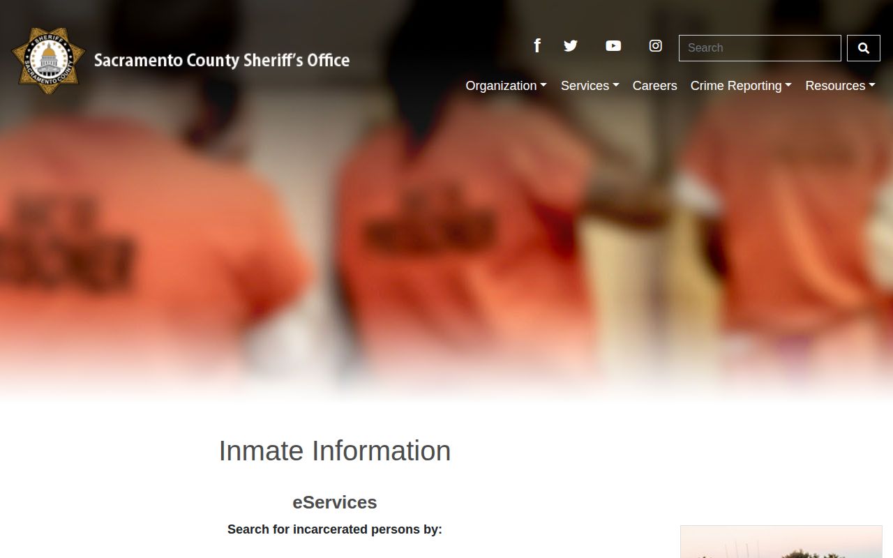 Sacramento County Sheriff inmate hub for jail booking records and SIRENS