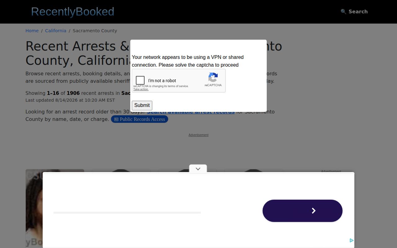 Unofficial Sacramento County crime news and booking aggregator page